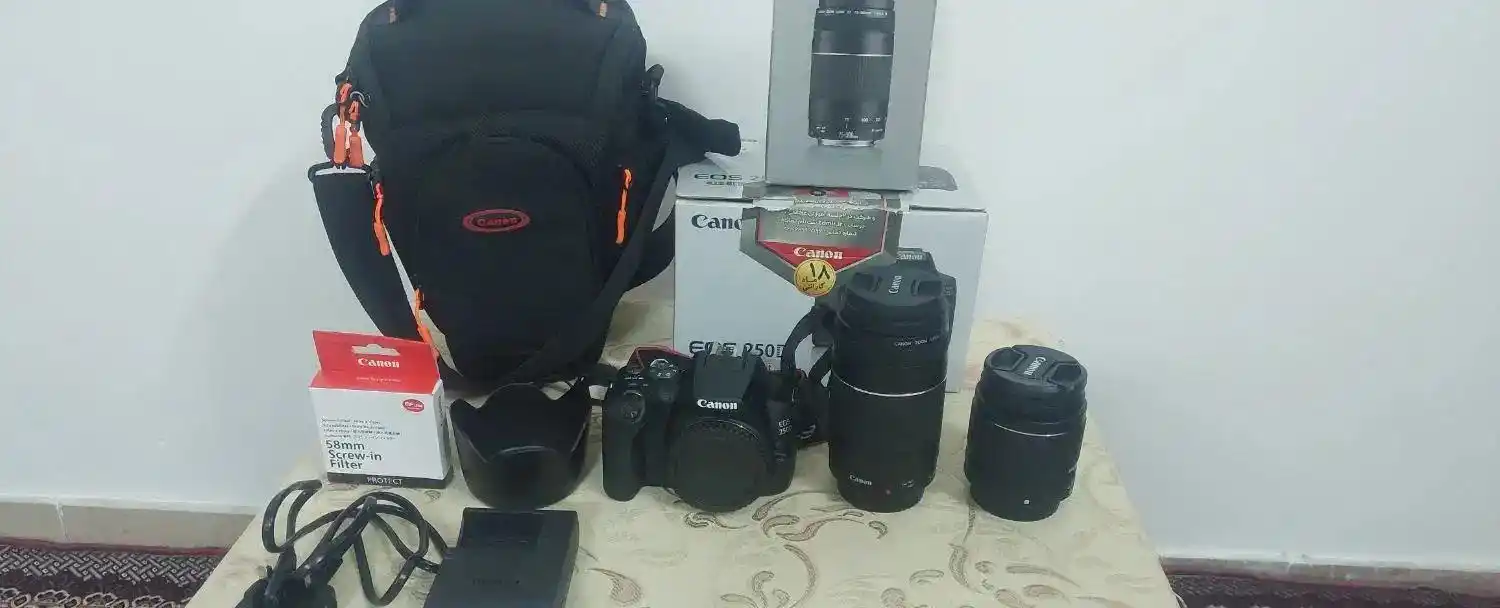 دوربین عکاسی کنون 250D همه با هم 55 تومن درحدنونو دست دو