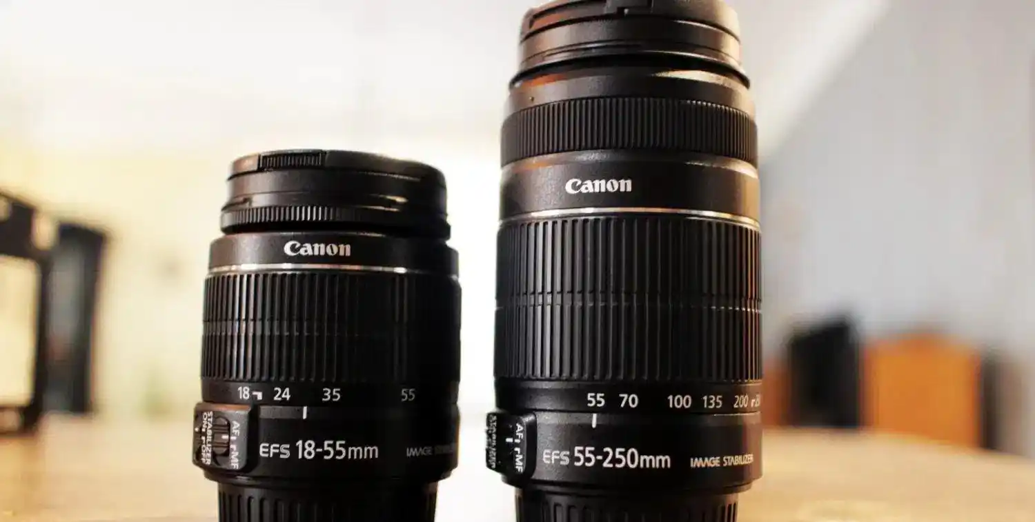 لنز دوربین عکاسی کنون ۵۵ ۲۵۰ و ۱۸ ۵۵ دست دو