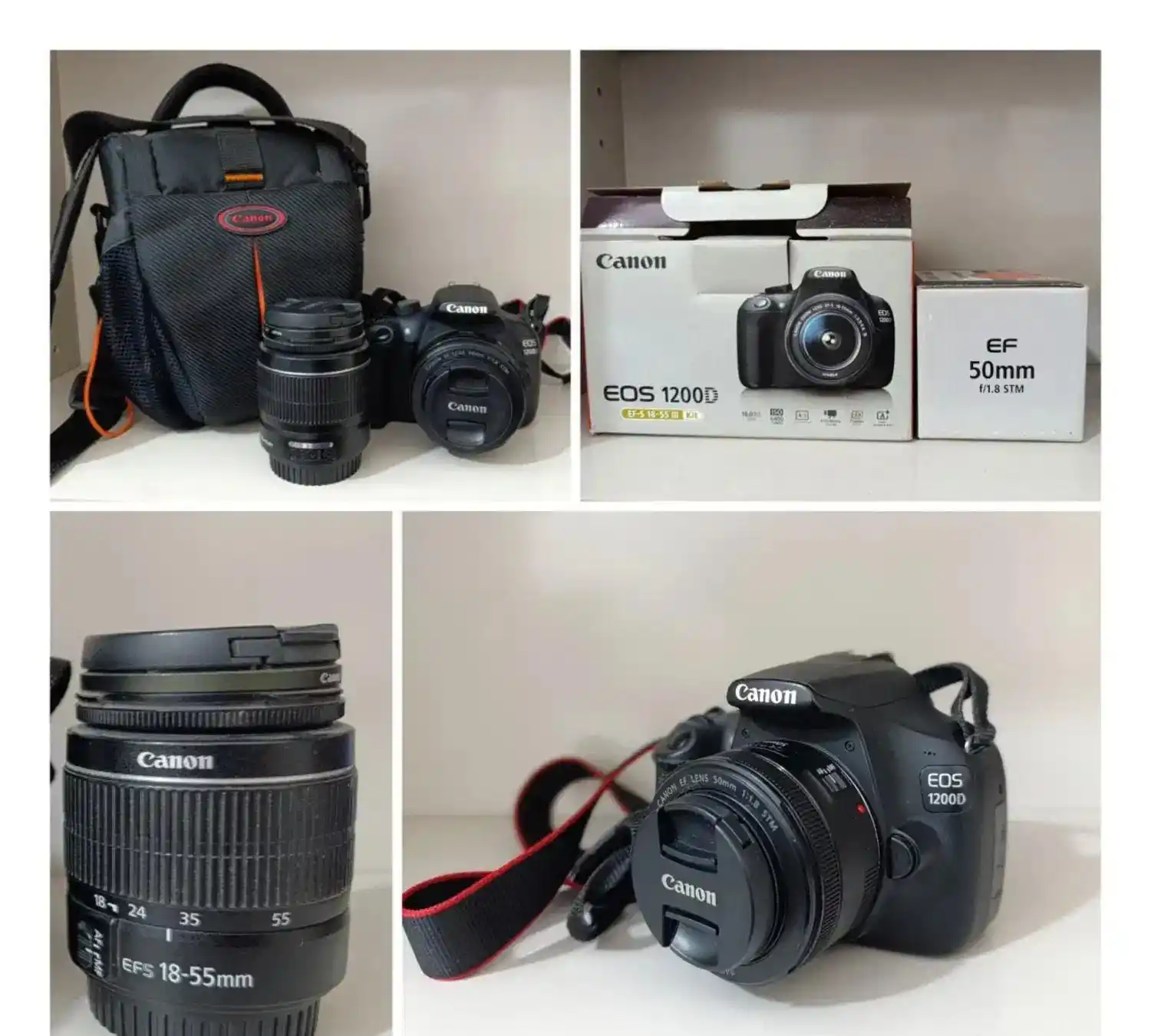 دوربین کنون 1200D با لنز فیکس و لنز نرمال دست دو