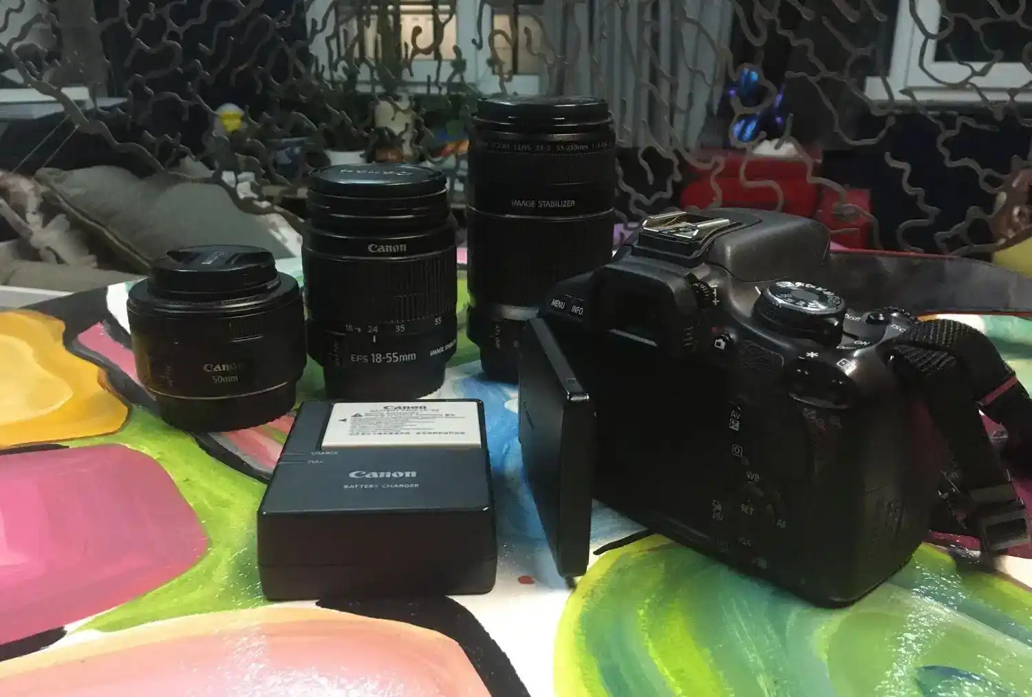 کانن 600D با کلی وسیله دست دو