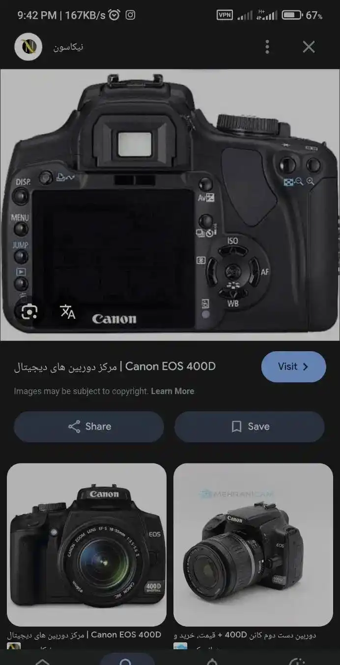 دوربین کنون 400دی تمیز دست دو