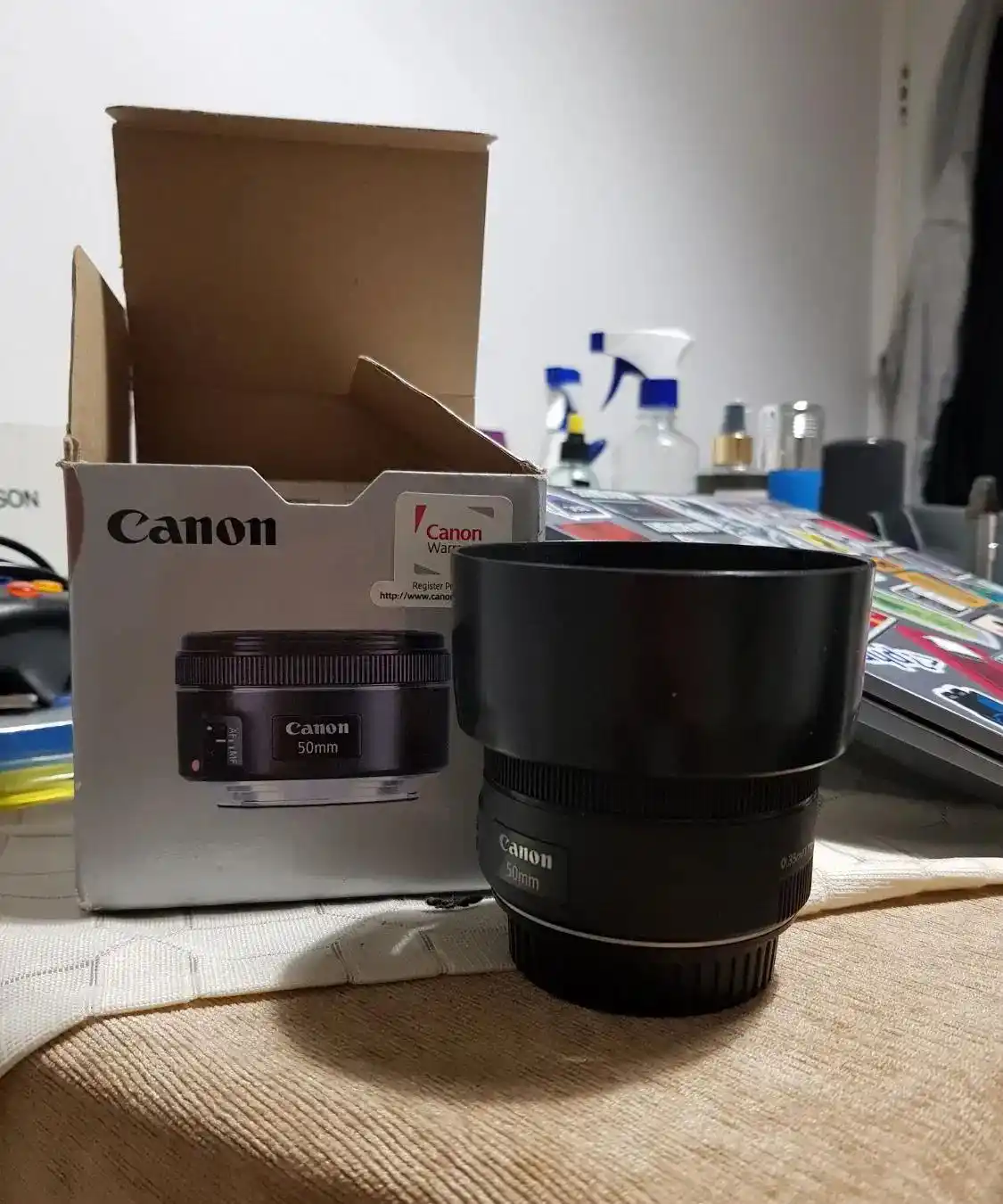 لنز کنون canon EF 50mm f/1.8 STM بسیار تمیز دست دو